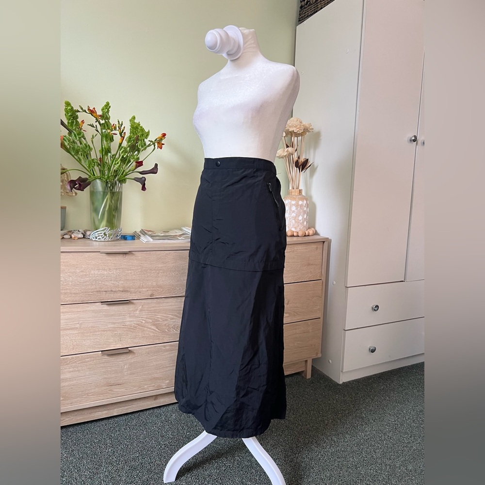 H&M Black Cargo Parachute Pocket Casual Midi Knee-Length High-Waist Modest Skirt - Picture 10 of 16